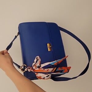 Almost brand new j crew leather bag in blue